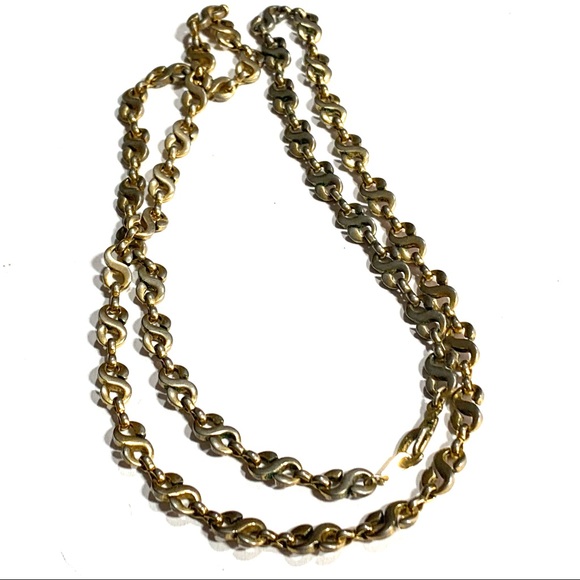 Vintage 14 KT GP Gold Plated Chain Necklace Infinity Figure 8 S Shape Links 24” - Picture 4 of 8